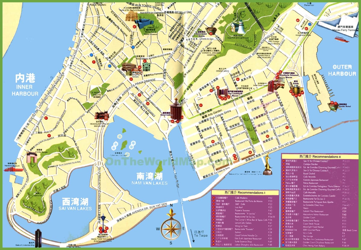 Sehenswürdigkeiten in Macau Karte